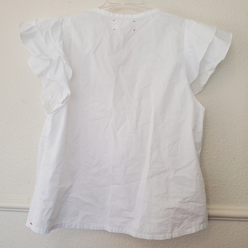 Xirena Ari Top In White Flutter Sleeve Blouse V Neck Sz S - Picture 5 of 10